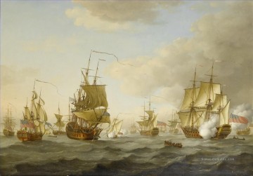 John Cleveley der Ältere Admiral Byng Flotte immer im Gange von Spithead Seekrieg Ölgemälde